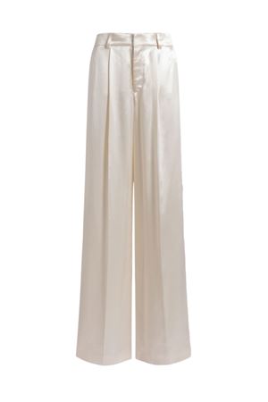 Pantaloni in raso lucido bianco panna ALBERTA FERRETTI | V030116270002